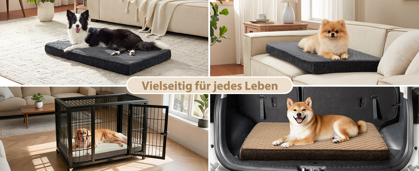 Ортопедичне ліжко для собак JOEJOY, 61x43x9 см, сіре - м'яке, з неслизьким дном