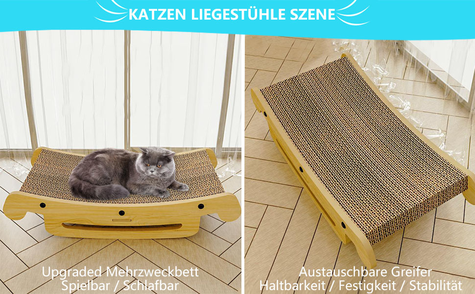 Кігтеточка для котів L-подібної форми, настінний монтаж, 60 см, вертикальна/горизонтальна, з іграшкою-кулькою, економія місця, міцна конструкція для котів, що живуть у приміщенні (Lounge 50CM)