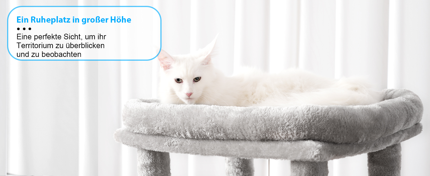 Багатоярусний котячий будиночок Hey-brother Kratzbaum з лежаком, гамаком та котячим будиночком, 145 см, сірий EMPJ057W