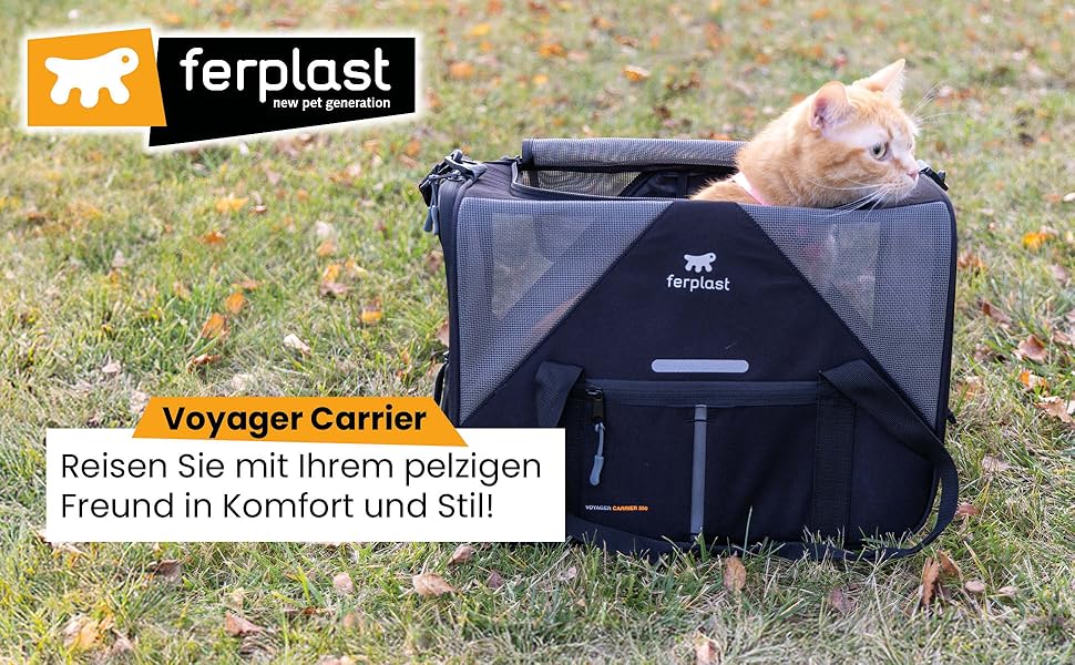 Переноска для собак та котів Ferplast Voyager M, чорна, 50x35x37 см, до 15 кг