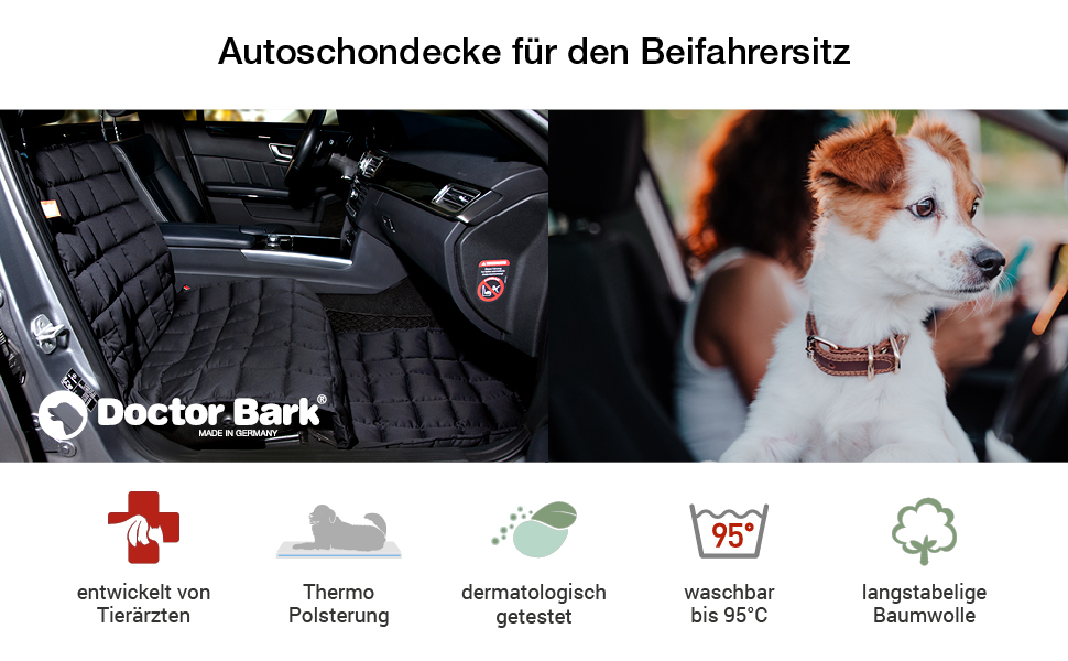 Авточохол на сидіння пасажира Doctor Bark - захисна кришка для всіх авто/SUV (Чорний)