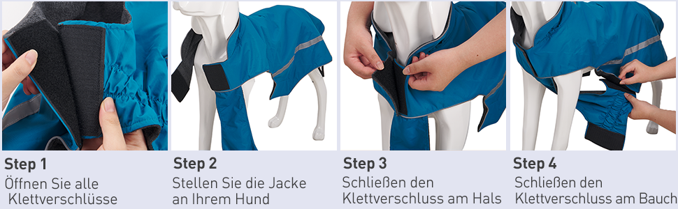 Водонепроникний собачий дощовик/куртка з отвором для коміра, на липучках, з флісовою підкладкою, зі світловідбиваючими елементами, зимовий, для великих та середніх собак, 4XL (4XL (1-пак), Синій)