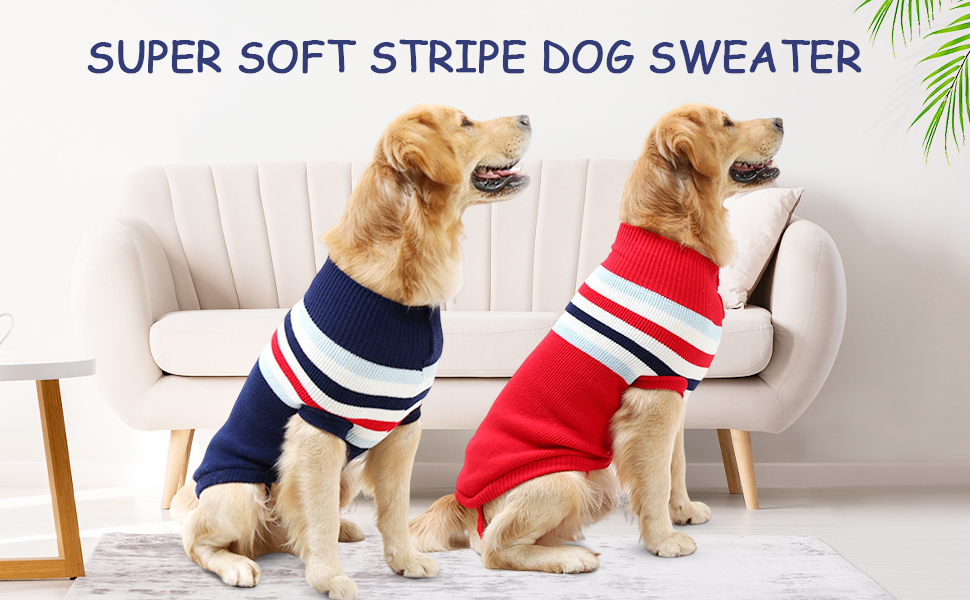 Пуловер для собак Petyoung з блакитними смугами, теплий зимовий светр з пряжі, для маленьких, середніх та великих собак, розмір XL28