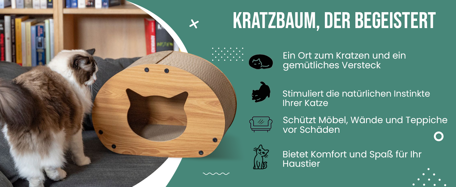 Котячий когтетоп з картону та килима, 30x43x25 см - іграшка для котів, натуральний матеріал