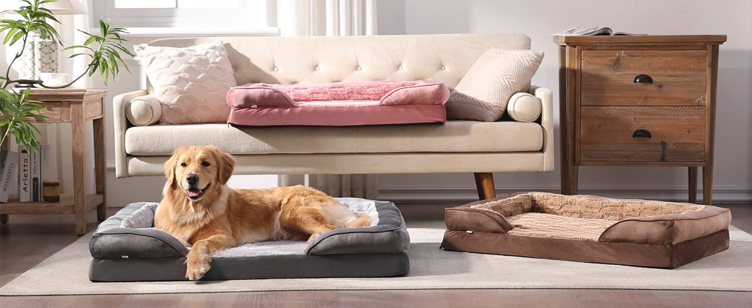 Ортопедичне ліжко для собак Pawk, великі та середні породи, з піною з пам'яті, миється, знімний антиковзний коврик, 89x64x17 см