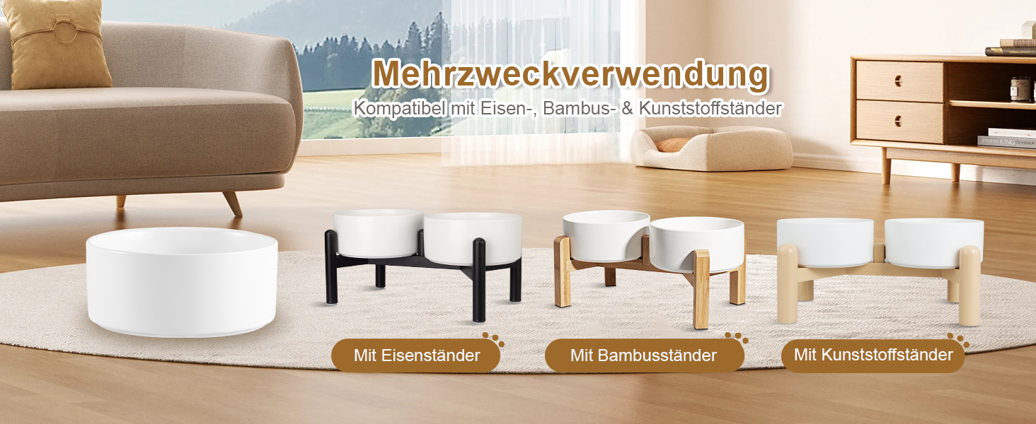 Керамічна миска для собак, годівниця для собак - неслизька миска для собак маленьких та середніх порід, миска для води для великих котів - керамічна миска для корму та води - 15 см - 320 г / 720 мл - біла