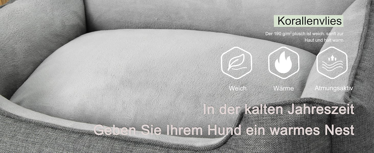 Ортопедичне собаче ліжко Lucky Sign з м'якого флюсу, 90x65x21 см, сірий колір. Знімне покриття, для великих та маленьких собак.