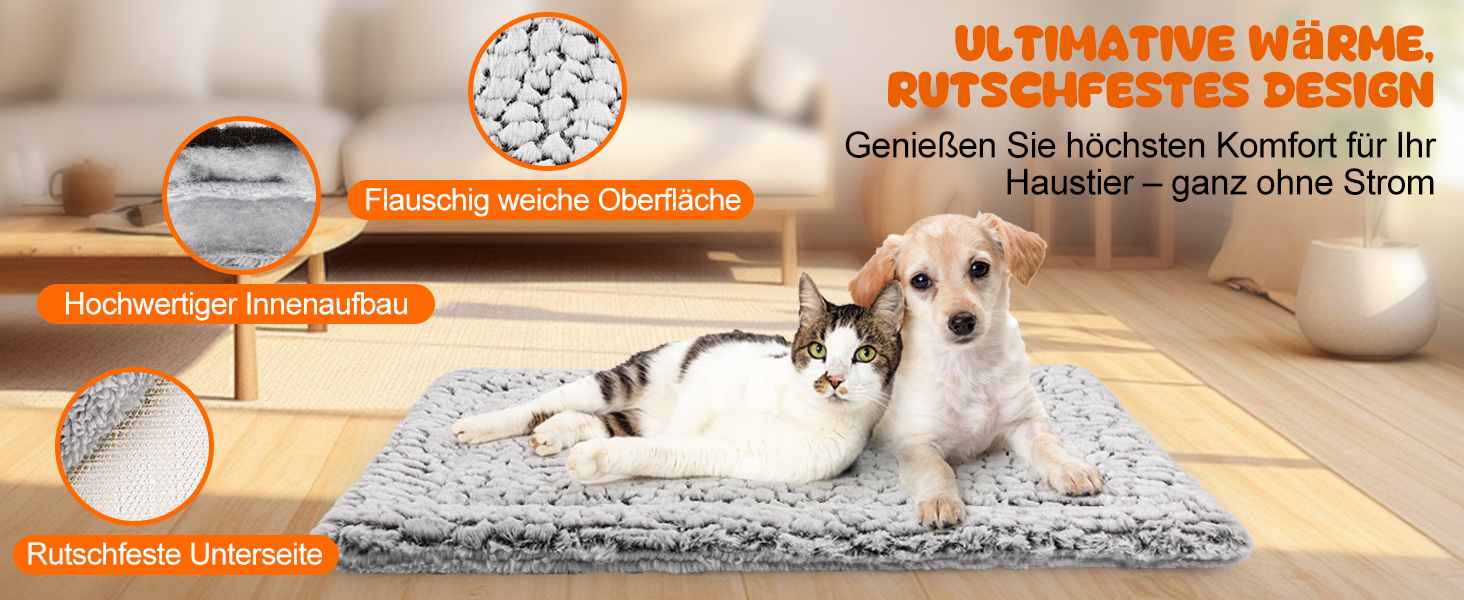 Самогріюча котяча ковдра 70 x 48 см: тепла та зручна підстилка для котів та собак, м'яка та неслизька, для дому та вулиці, можна прати