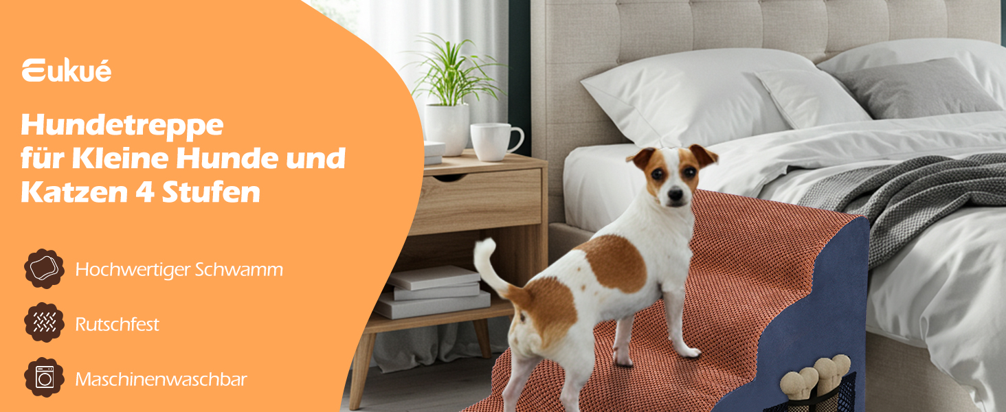 Сходинки для собак та котів: 4-ступенева переносна драбинка з високощільних матеріалів, коричнева