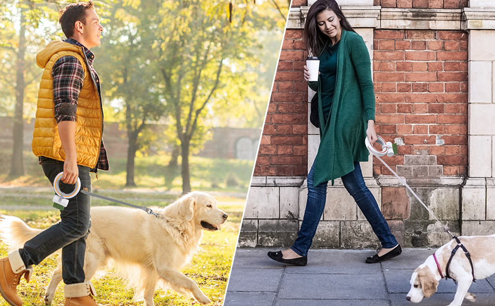 Moestar Висувна повід для собак з контейнером для відходів, рулетка, для маленьких та середніх собак (чорний/зелений)