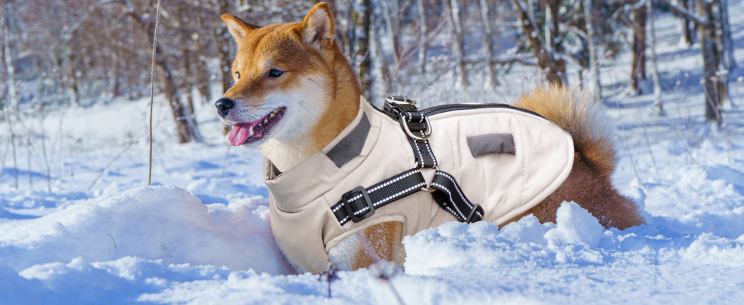 Зимові куртки для собак, теплі водонепроникні накидки для цуценят та собак середніх розмірів, з шлейкою, фіолетовий
