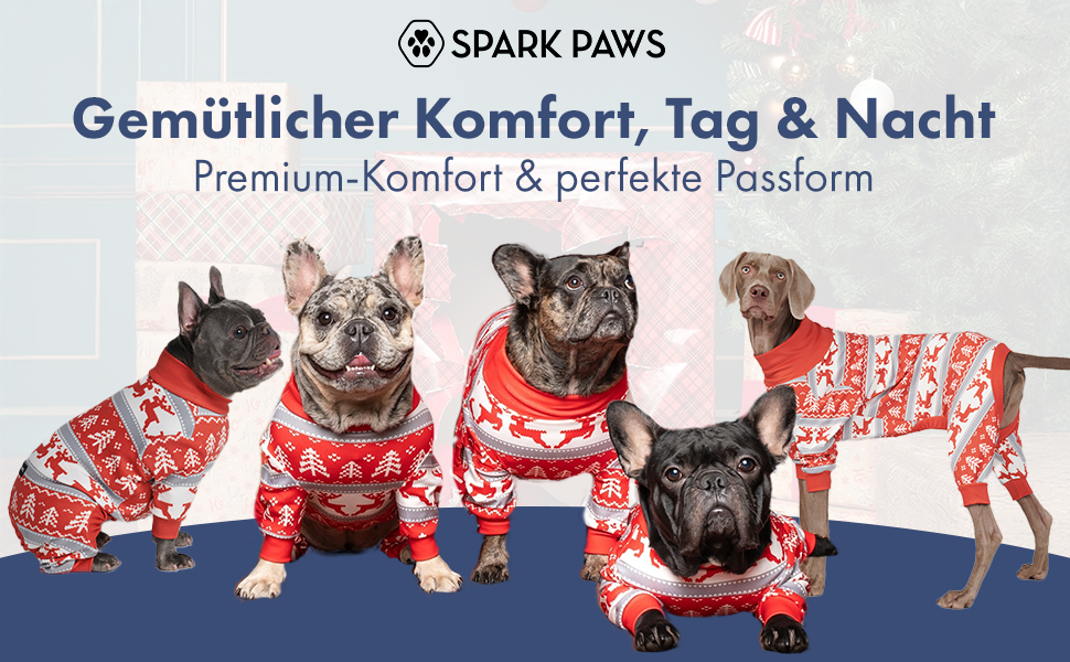 Піжама для собак Spark Paws Winter Wonderland, ультрам'яка, 4-стороння розтяжність, для малих, середніх та великих порід, 3XL (25-34 кг)