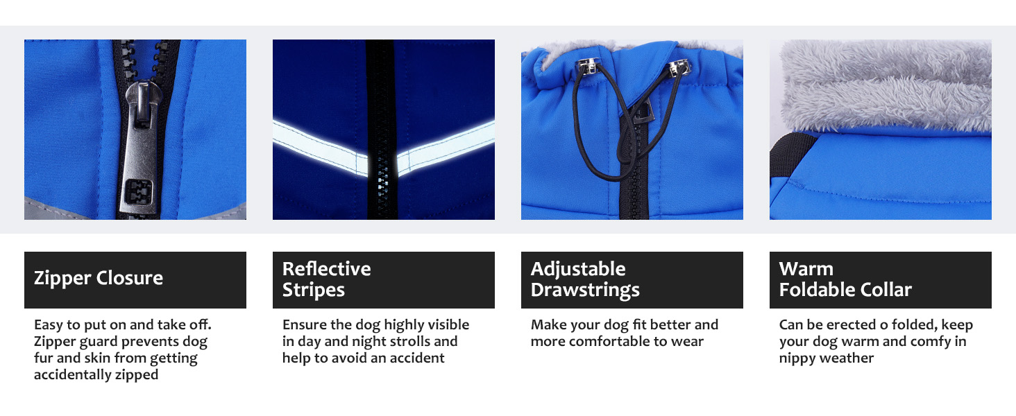 Водонепроникний теплий зимовий одяг для собак середніх порід - теплий комбінезон Onesie з шлейкою, зимова жилетка, теплий пуловер для собак з кільцями D (Синій, M)