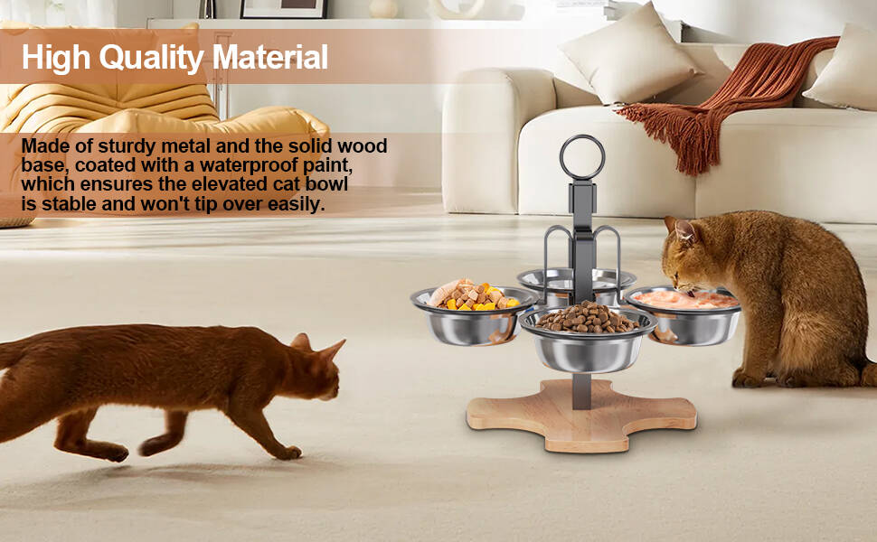 Підвищені годівниці для котів Optyuwah: набір 5 штук з нержавіючої сталі, регульована висота, для води та корму, також підходять для маленьких собак