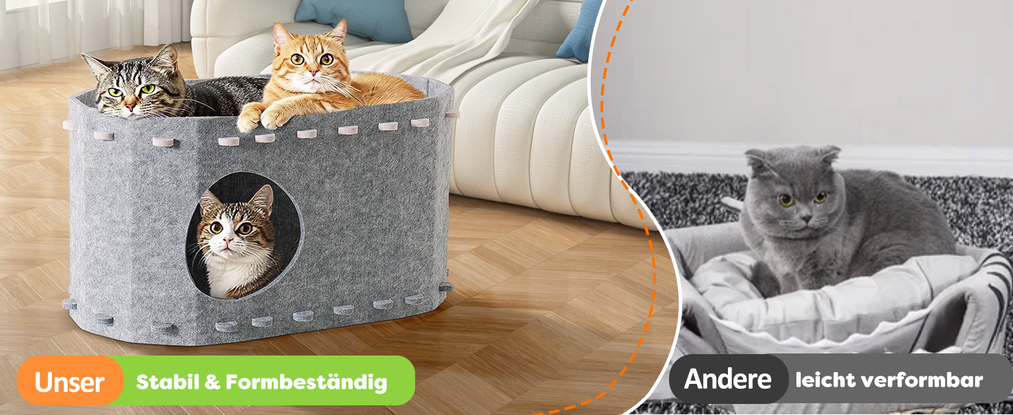 Кігтеточка-будиночок для котів Solview з фетру, сіра, 58x33x30 см