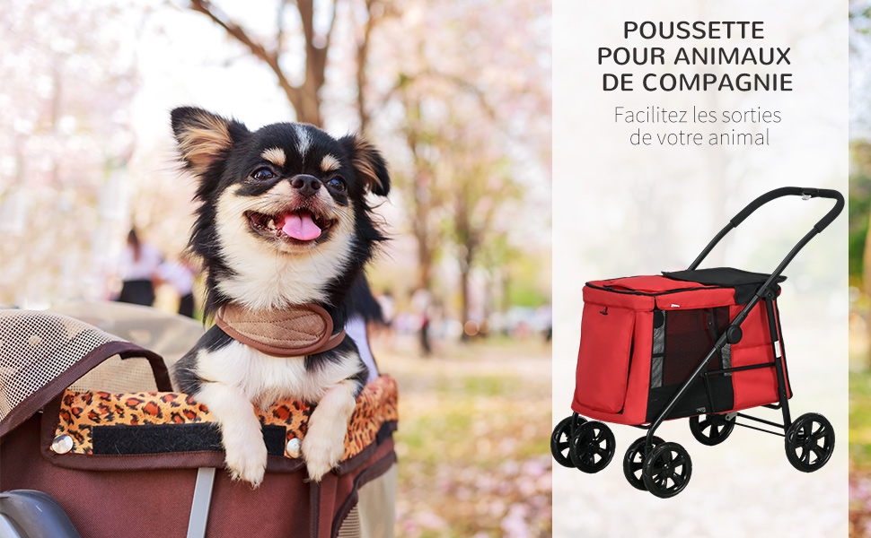 Дитяча візок для тварин PawHut: зручний, з гальмом, 600D Oxford, сталь, червоний