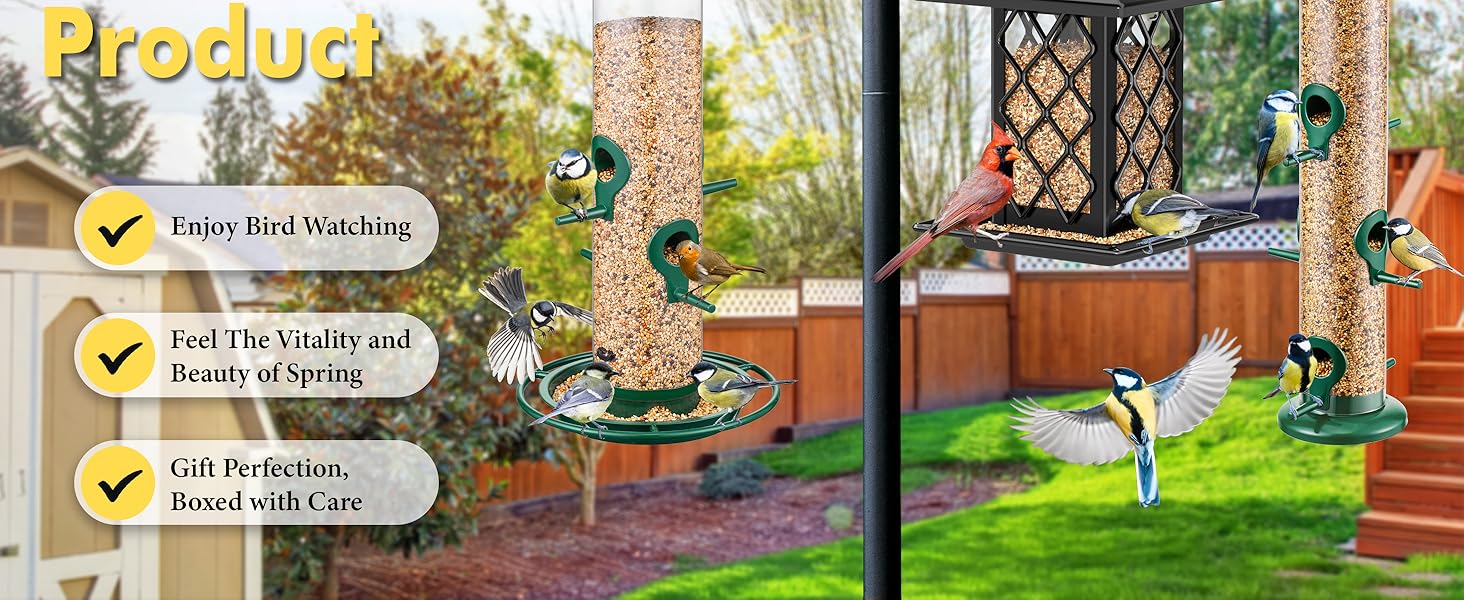 Годівниця для птахів iBorn на відкритий простір – годівниця для птахів з металу, місткість 900г, 4 отвори для годування, чорний/зелений колір