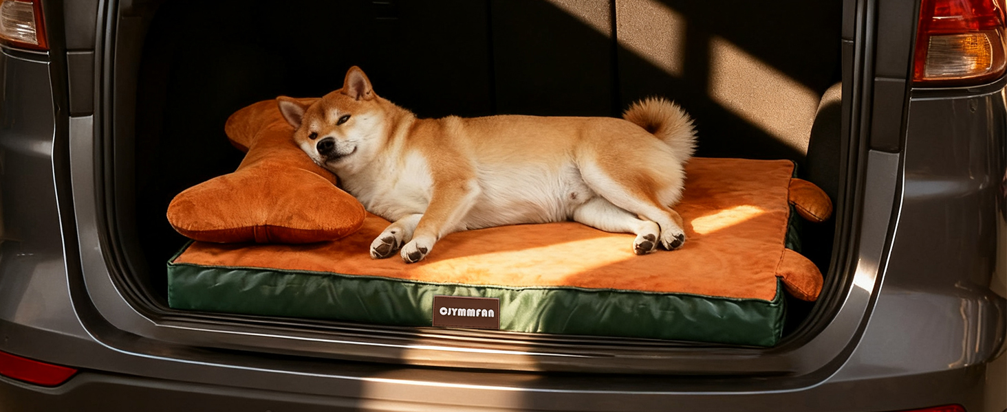 Ортопедичне ліжко для собак з пральним покриттям, водонепроникне подушка для собак з піною з пам'яті та знімний підголівник для підтримки голови та суглобів, неслизьке дно для середніх та великих собак, розмір: 89 x 56 x 20 см, помаранчеве