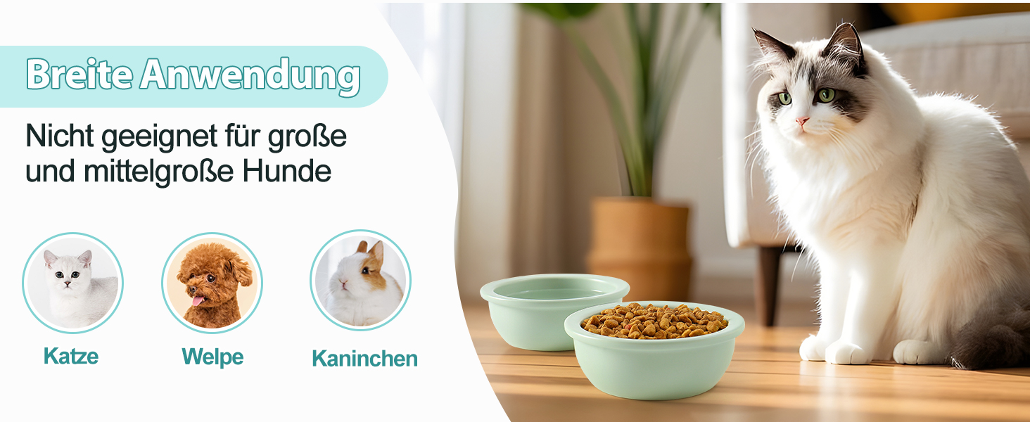 Набір мисок для котів GUUSII HOME (2 шт.) з кераміки, 360 мл, зелені, 14 см