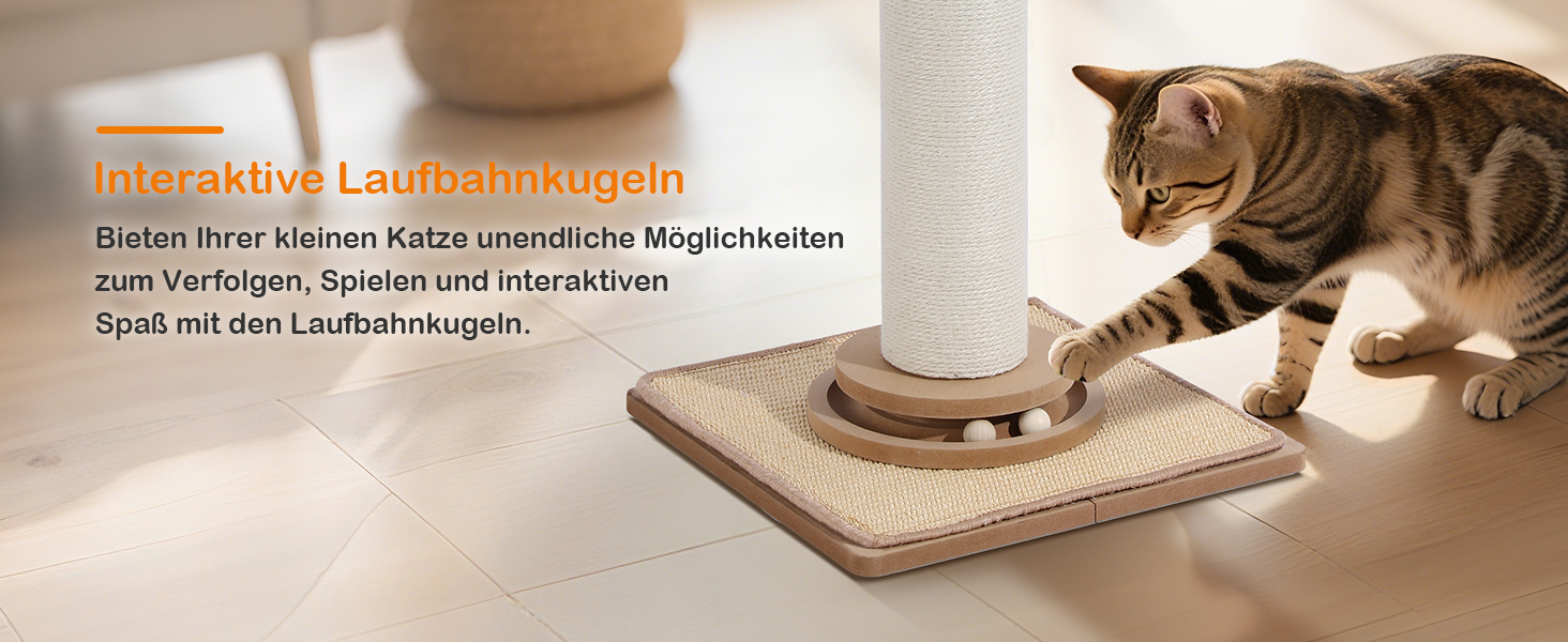 Дряпак для котів Trhillsbrad 81 см з м'ячиком та іграшками, з сизалю