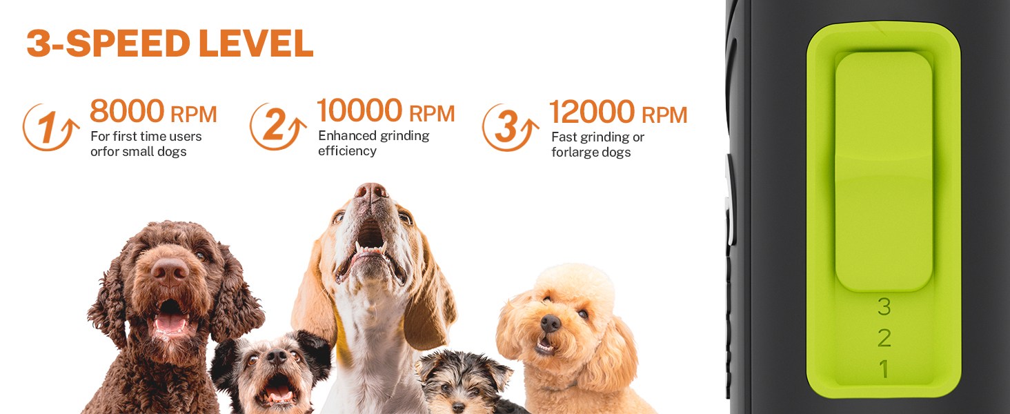 Електричний точило для собачих кігтів Toozey Krallenschleifer: 3 швидкості, LED-підсвітка, для середніх та великих собак (жовтий)