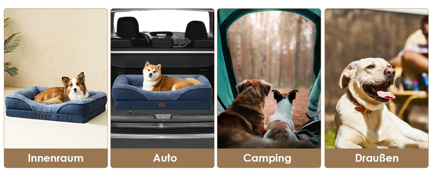 Ортопедичне ліжко для собак середніх порід, 91x68x17.5 см, з Memory Foam, миється та водонепроникне, кошик для собак з 4 бортиками, диванчик для собак, антиковзаюче, (106 x 76 x 18.5 см, Морська синя)