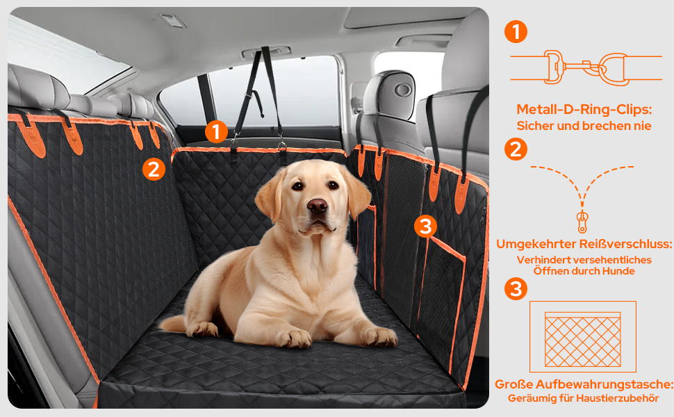Захист для заднього сидіння автомобіля для собак: водовідштовхуючий килимок, універсальний для всіх авто, SUV та багажника, з металевим кліпом