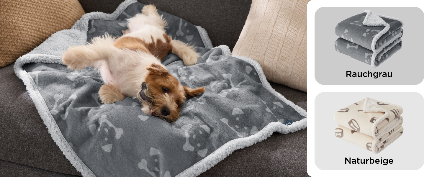 Водонепроникний коврик для собак BEDSURE великих порід - 152x127 см, миючий, з Sherpa Fleece, м'який, сірий XL (127x152)