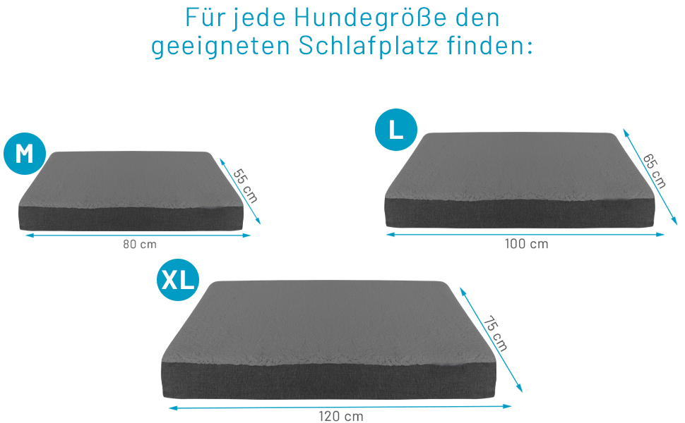 Ортопедичний килимок для собак Bobby, віскоеластична піна, знімний чохол, плюшеве хутро XL: 120x75 см, антрацит