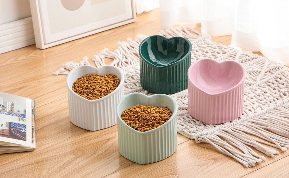 Підвищена годівниця для котів, керамічна - годівниця для котів з нахилом, анти-блювотний миска, 180 г, зелена