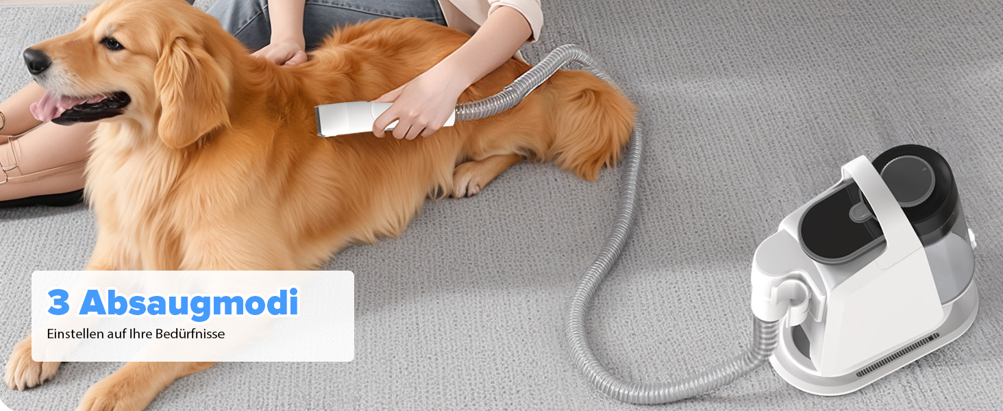 Машинка для стрижки собак зі вбудованим пилососом, 13000Pa, тиха, для собак та котів, 7 насадок, контейнер для сміття 2L