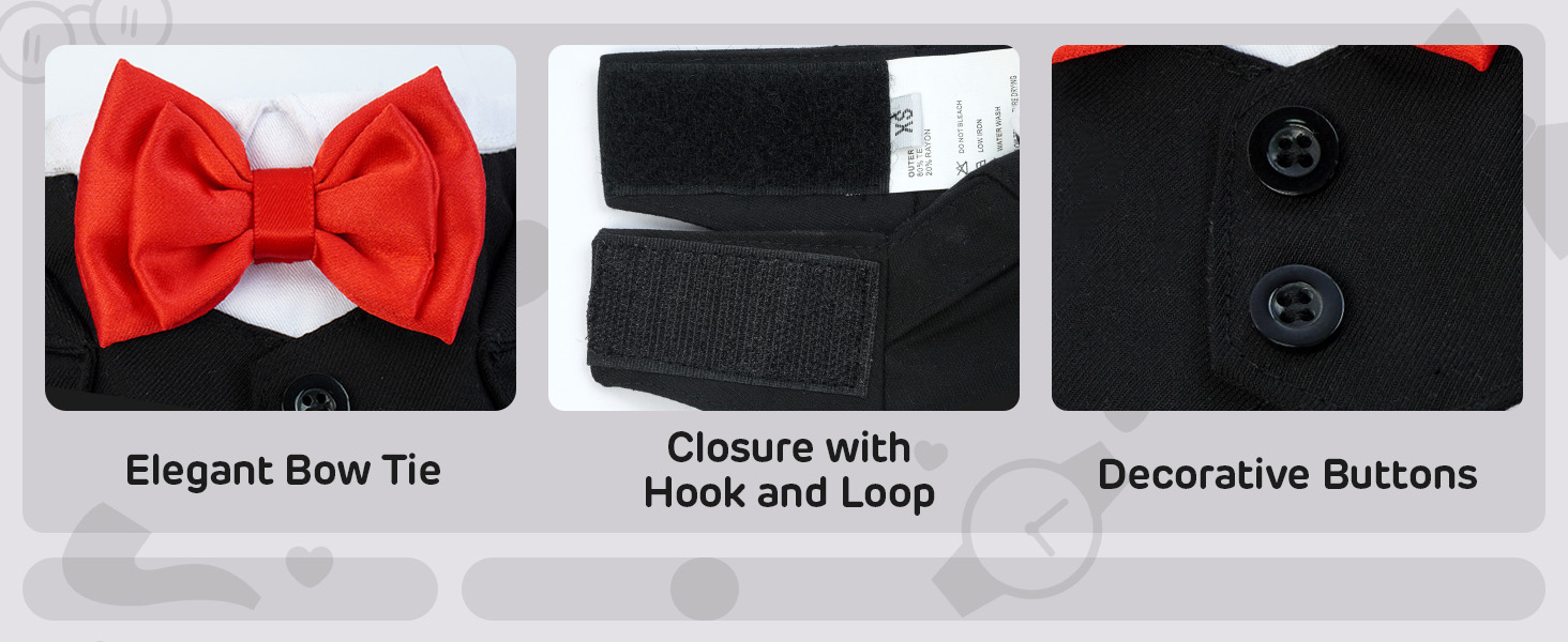 Нашийник для собак з краваткою для весілля, смокінгу, Дня святого Валентина, дня народження - костюм для собак, одяг для котів (чорний, M) M Чорний