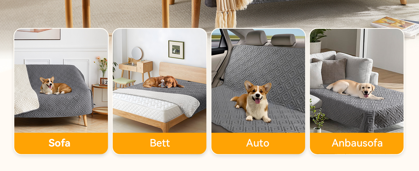 Водонепроникний килимок для собак, антиковзкий та пральний, ковдра для собак та котів, захисна ковдра від шерсті та подряпин для дивану, ліжка, автокрісла (Сірий, 127x152 см)