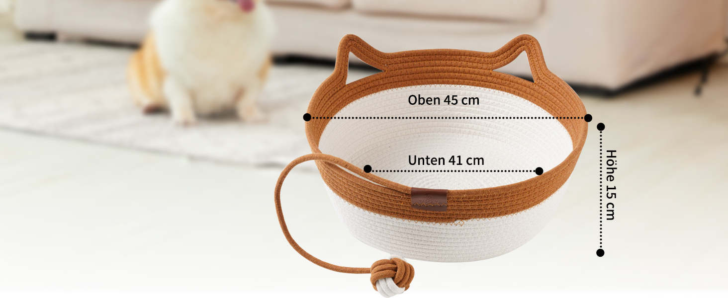 Ручне ткане ліжко для котів Maisly з бавовняного шнура, дихаюче та стійке до подряпин, складане гніздо для котів, універсальний кошик для домашніх тварин з іграшкою для котів та маленьких собак до 10 кг