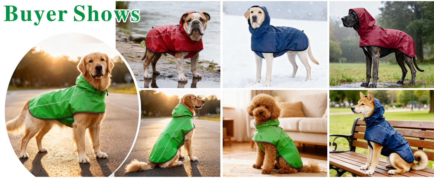 Дощовик для собак Mosucoirl: водонепроникний дощовик з регульованою капюшоном та отвором для повідка (Navyblau, L)