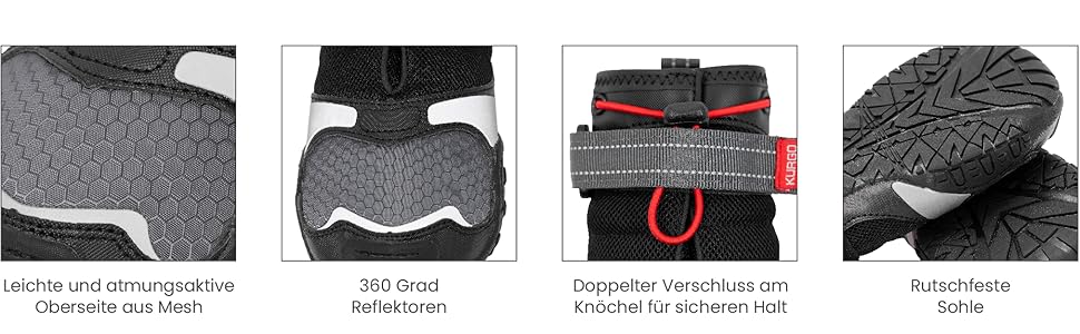 Взуття для собак Kurgo Blaze Cross - захист лап на всі сезони - водонепроникне, світловідбиваюче, неслизьке - 2 шт. - Сірий – S