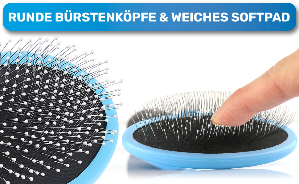 Щітка для собак та котів BluePet для довгої шерсті - видаляє підшерсток, ковтуни та вузли. Версія 2.0 з кнопкою для очищення. Для щоденного використання (Блакитна) (Міні Рожева)