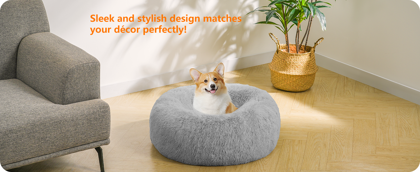 Ортопедичне ліжко для собак HMTOPE: кругле, м'яке, для собак та котів, 70 см, сірий колір