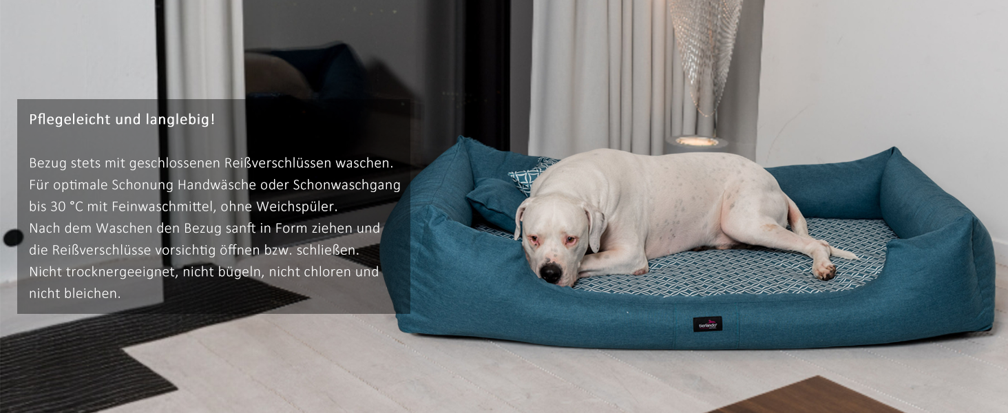 Ортопедичне ліжко для собак Tierlando® Ellen з матрацом з піною з ефектом пам'яті та текстурованою облямівкою. Розмір: 90x75 см, колір: кремовий. Підходить для собак великих та малих порід.