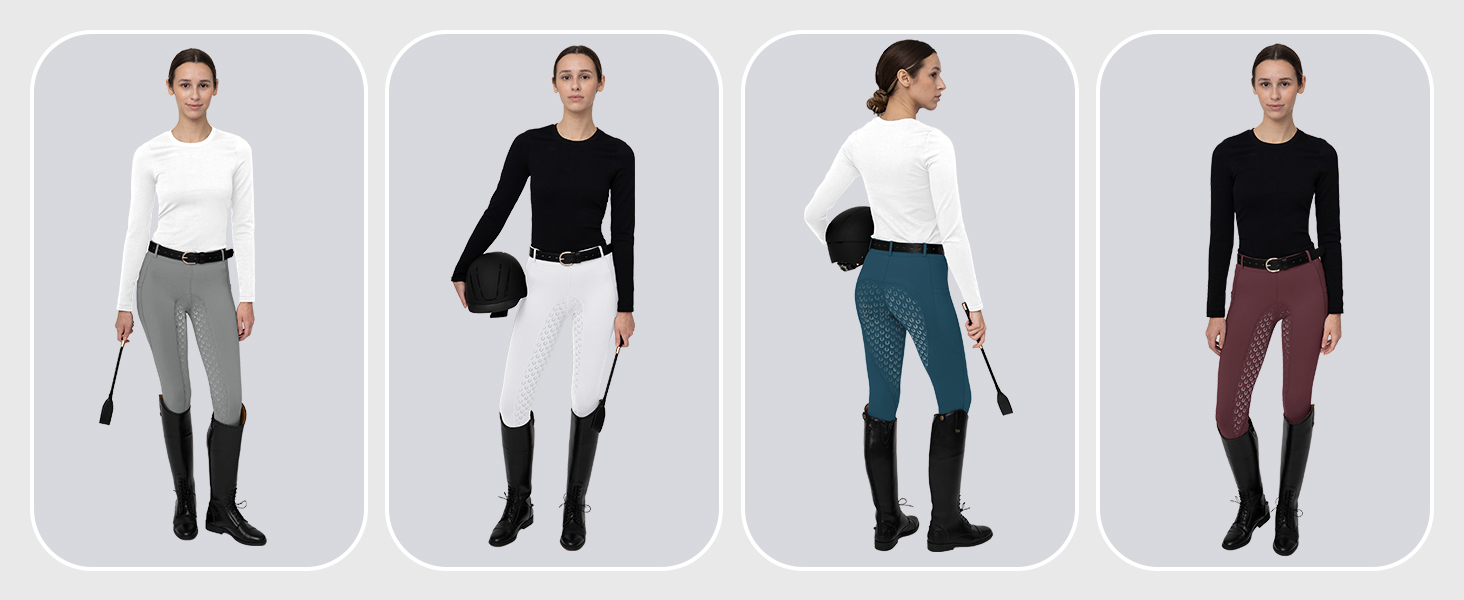 Легінси для верхової їзди FitsT4 для жінок, сірі, з силіконовою підкладкою, кишенею для телефону та петлями для ременя (розмір M)