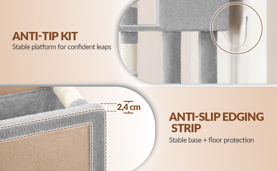 Котячий будиночок Kratzbaum 178 см, великий, сірий. Стабільний з когтеточками, лежаками, платформами та іграшками. FPMS005FG1