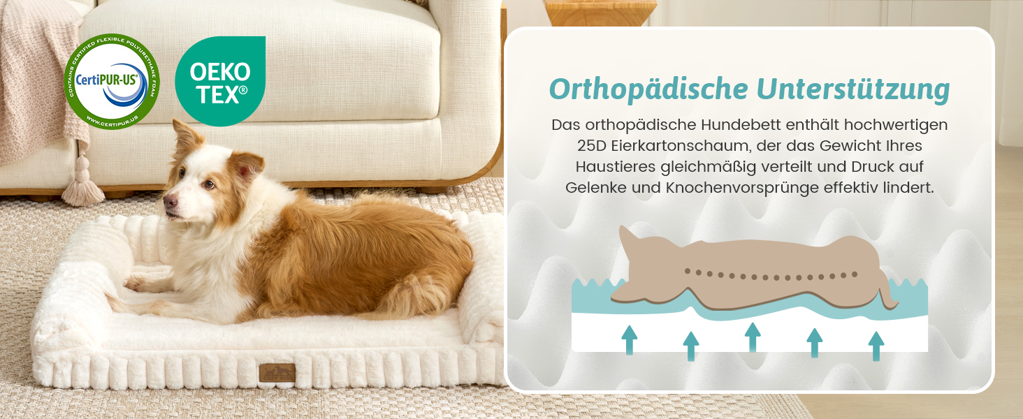 Ортопедичне ліжко для собак XL з штучного хутра, 110x80x17 см, сіре. Знімне, миється, водонепроникне, антиковзаюче.