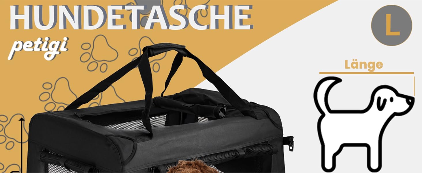 Складана переносна сумка-бокс для собак та котів Petigi (Чорний, L 70x52x51 см)