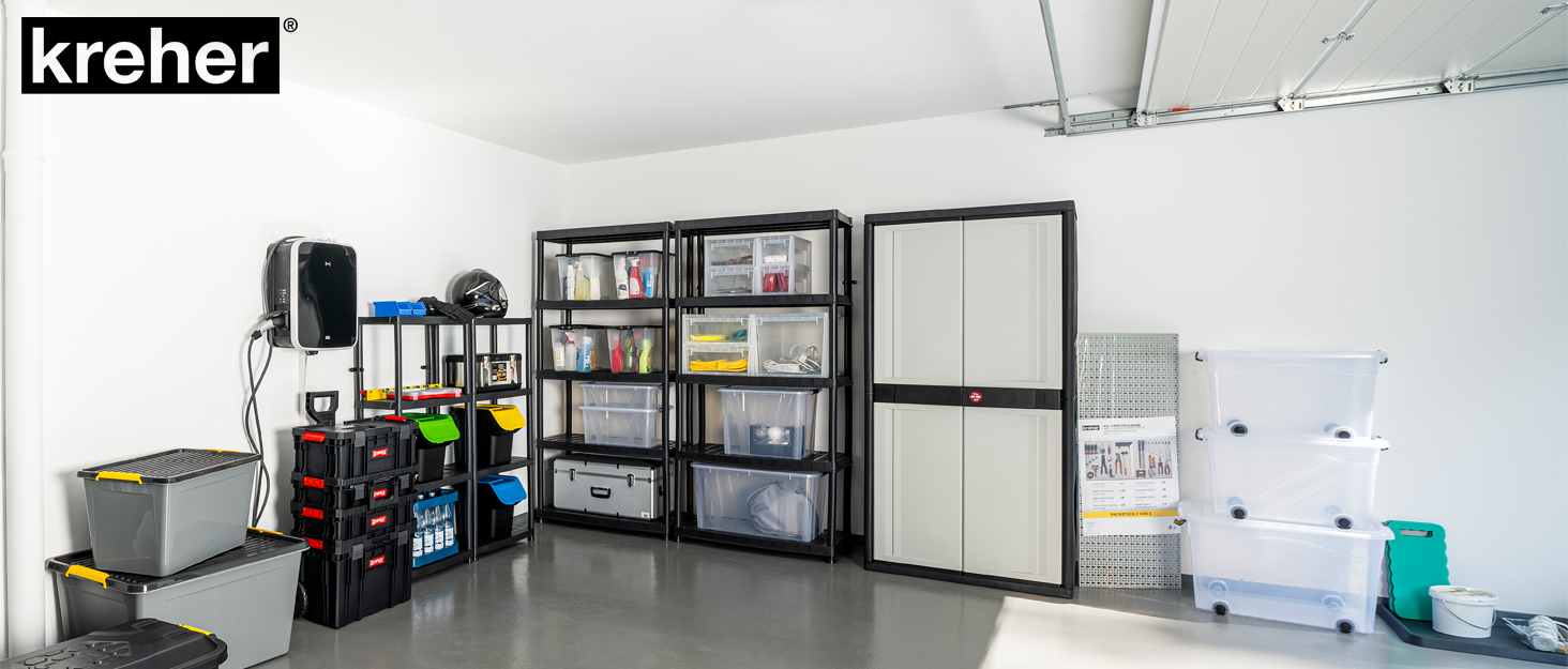 Тонечка для корму Kreher XL: 46 літрів, пластик PP, сіра, 44,5x40x61 см