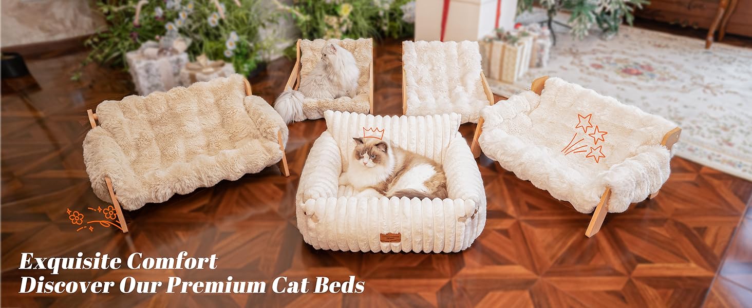 Софа для котів CheerPals Extended Katze – велике м'яке ліжко для котів та маленьких собак знімний, зручний дизайн, 63 x 55–66 см