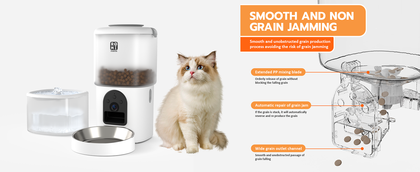 Автоматичний годівник для котів Romiromi з Wi-Fi, 4.5L, сталевий миска