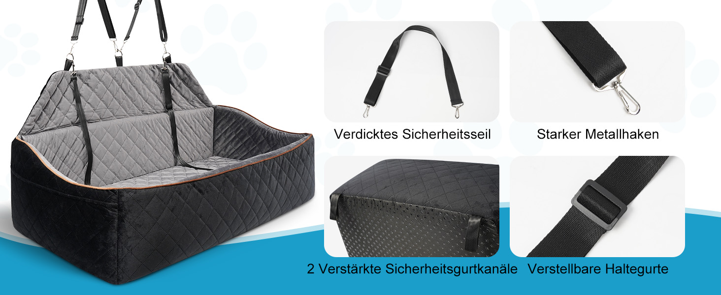 Автокрісло для собак великих та середніх порід до 45 кг, знімний, миючий, з безпечними ременями та неслизьким дном для заднього сидіння автомобіля