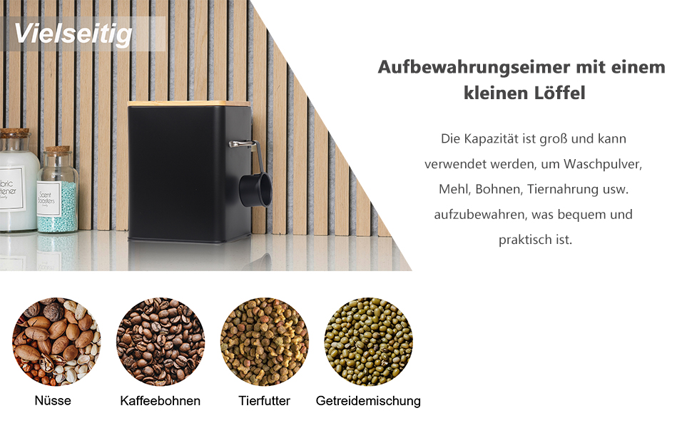 Контейнер для порошку GREELUE 6.5L з дозатором, коробка для порошку, корму, печива, кави (чорний)