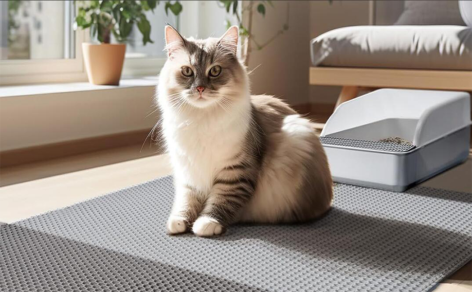 Килимок для котячого туалету Asoway Katzenklo 80x60 см, вологостійкий, з антиковзаючим покриттям, двошаровий, з дизайном стільових сот