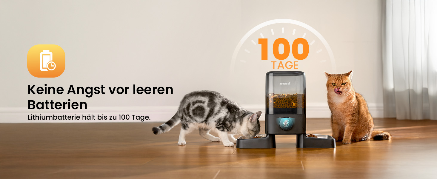 Автоматичний годівниця для котів Oneisall 5L з двома мисками, керування через додаток, Wi-Fi, PF10DAE